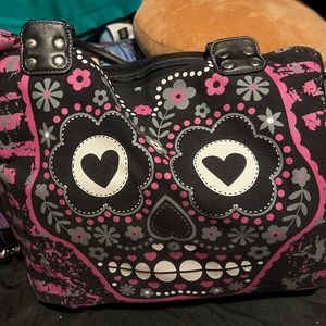 Sugar skull splatter paint purse